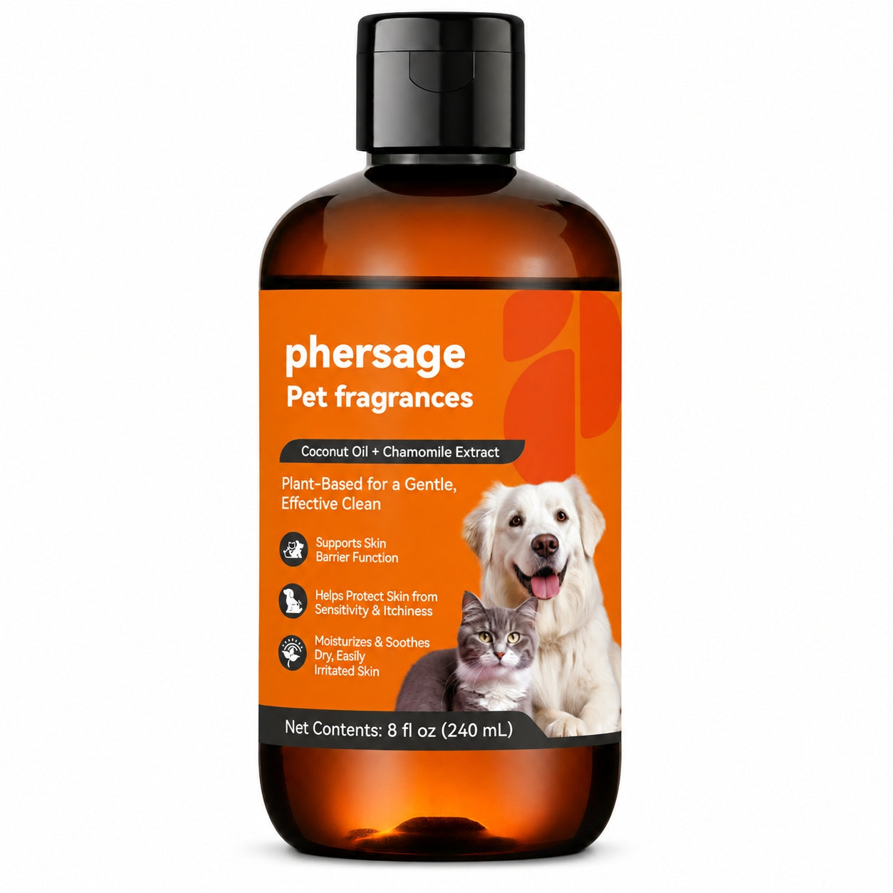 phersage Fragancias para mascotas para perros y gatos, Fórmula de limpieza suave a base de plantas para piel sensible, Apoya la salud de la barrera cutánea, 8 fl oz (240 mL)