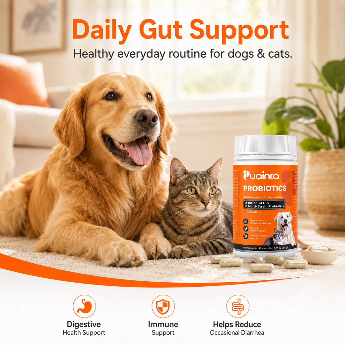 Puainta® Probiotics for Dogs & Cats – Digestive Support for Sensitive Stomachs & Gut Health