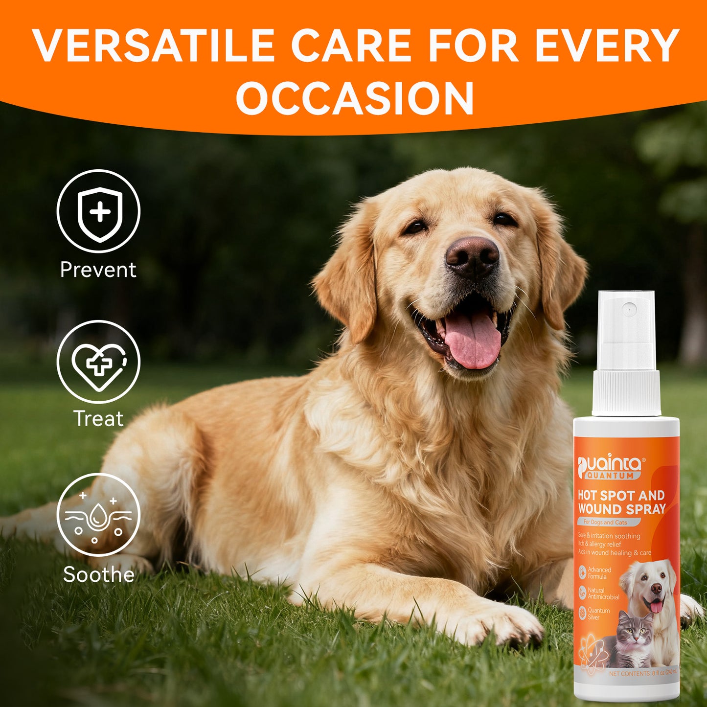 Puainta® Hot Spot Spray for Dogs & Cats, Upgraded Quantum Silver Skin Spray for Cat & Dog Skin Care