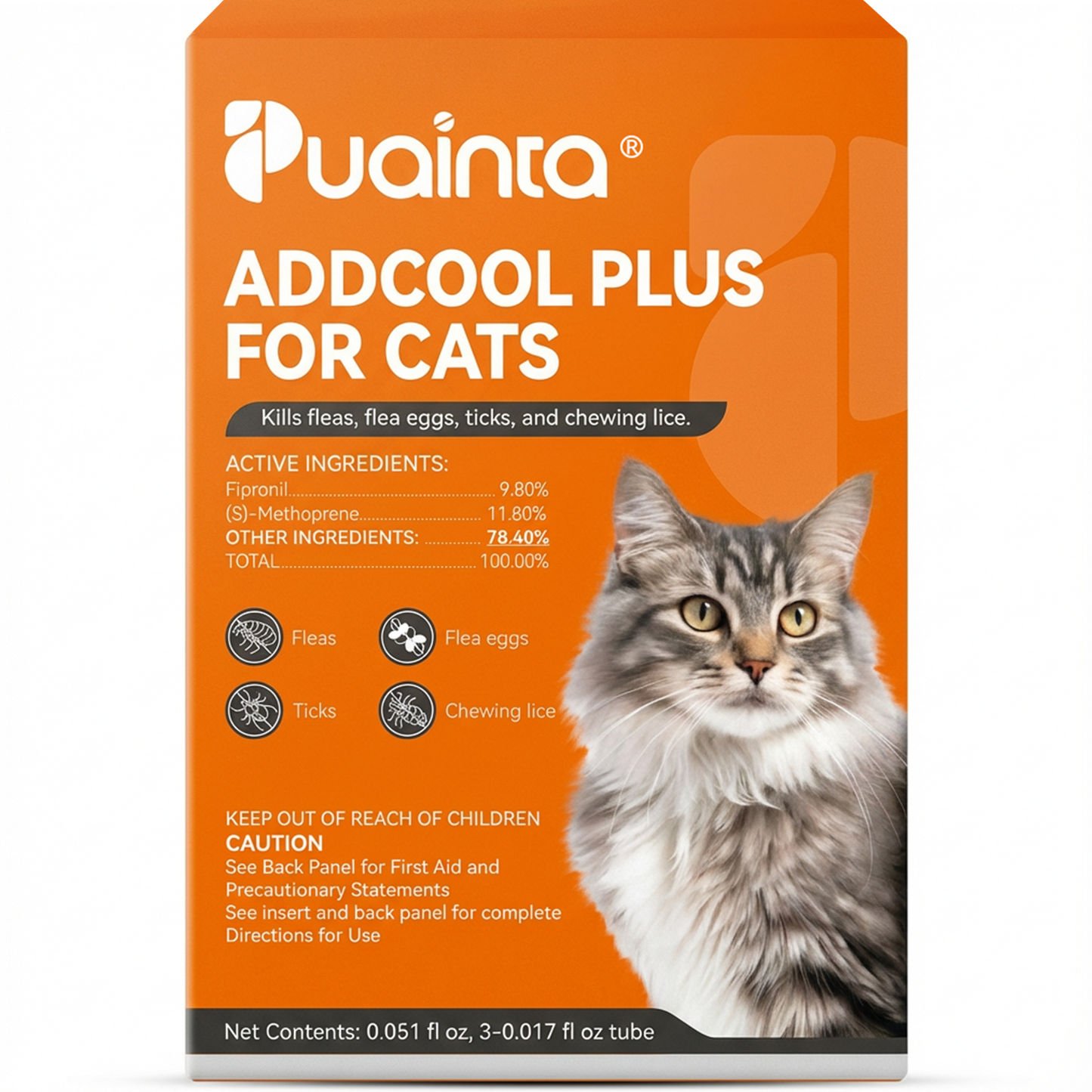 Puainta ADDCOOL Plus Cat Flea & Tick Solution – Fast-Acting Defense