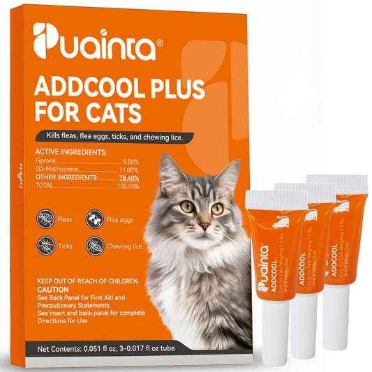 Puainta ADDCOOL Plus Solución antipulgas y garrapatas para gatos – Defensa de acción rápida