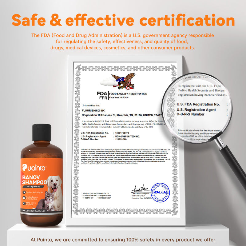Puainta Banov Champú para Perros y Gatos – Cuidado Suave para Piel Sensible y Seca