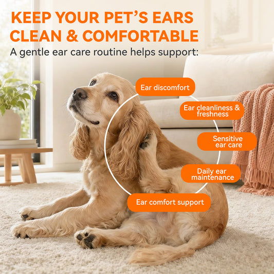 Gotas auriculares Puainta® com prata quântica para animais com ouvidos malcheirosos, sensíveis e com comichão