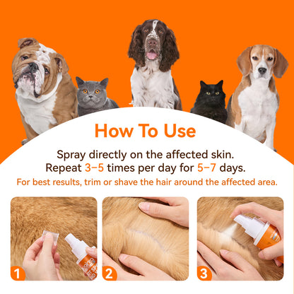 Puainta® Hot Spot Spray for Dogs & Cats, Upgraded Quantum Silver Skin Spray for Cat & Dog Skin Care