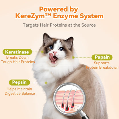 Puainta Advanced Hairball Support Capsules for Cats — Natural Enzyme & Fiber Formula for Digestion, Vomiting & Hairball Relief