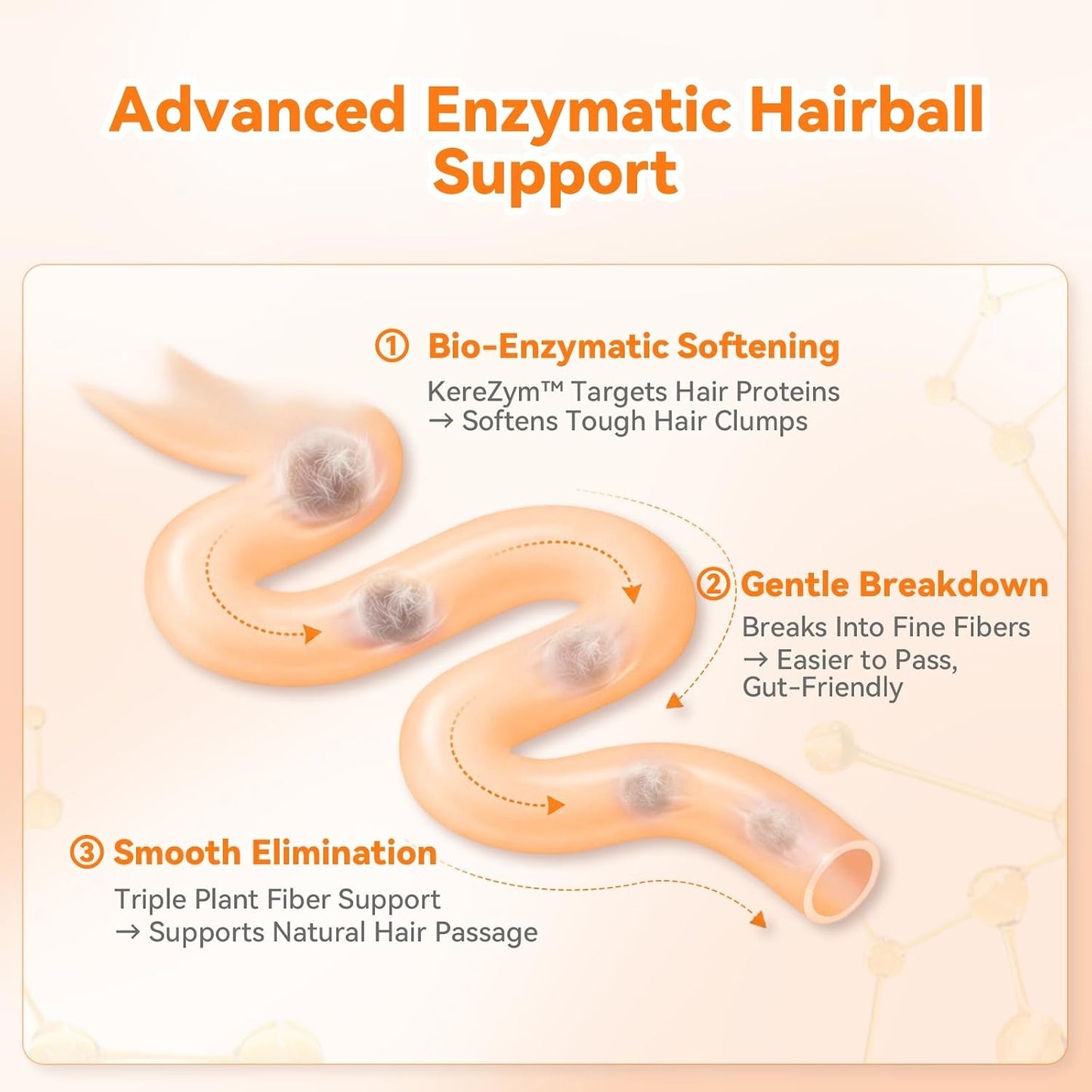 Puainta Advanced Hairball Support Capsules for Cats — Natural Enzyme & Fiber Formula for Digestion, Vomiting & Hairball Relief