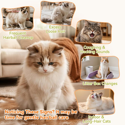 Puainta Advanced Hairball Support Capsules for Cats — Natural Enzyme & Fiber Formula for Digestion, Vomiting & Hairball Relief