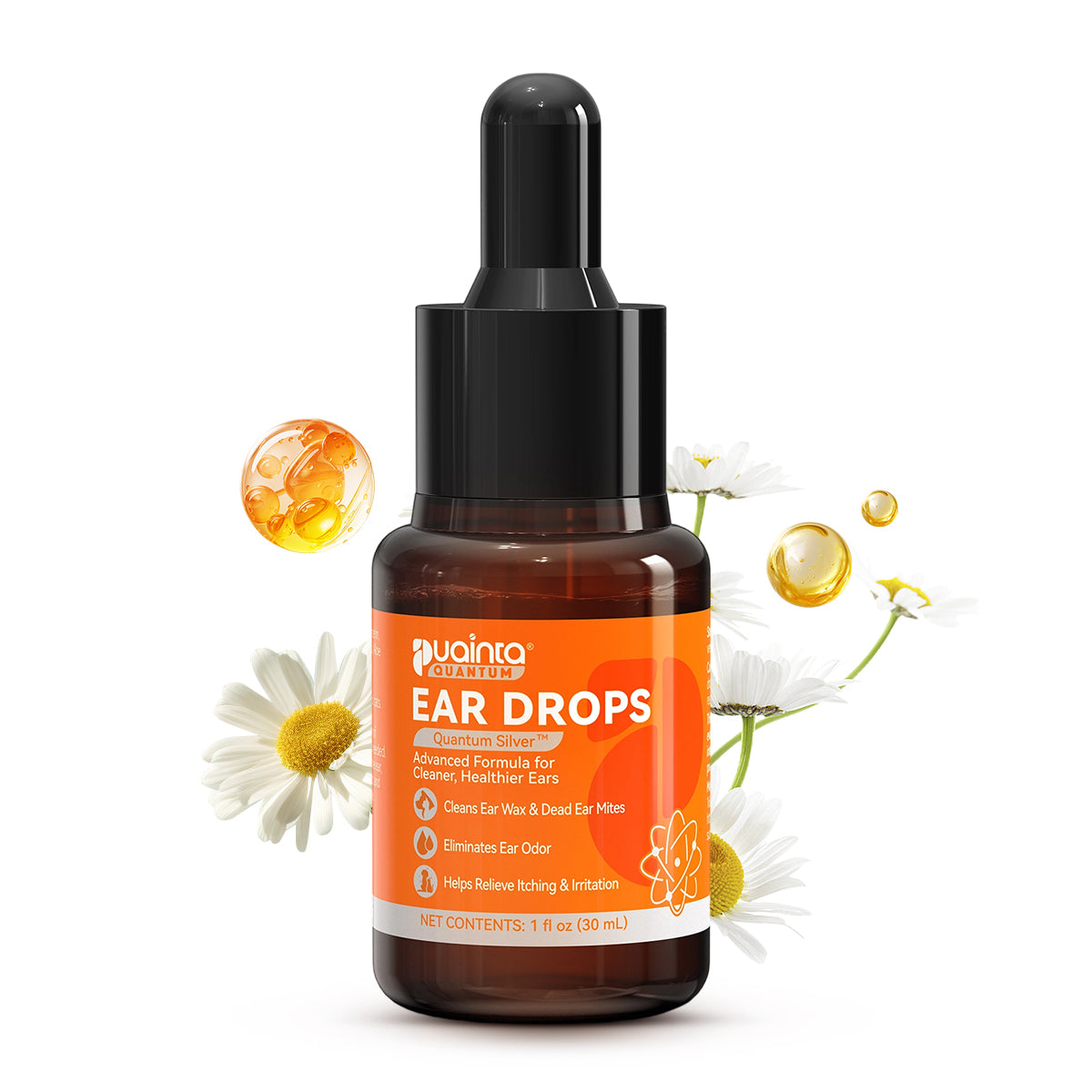 Puainta Quantum Silver Ear Drops for Dogs & Cats -Gentle Ear Care for Smelly& Sensitive Ears