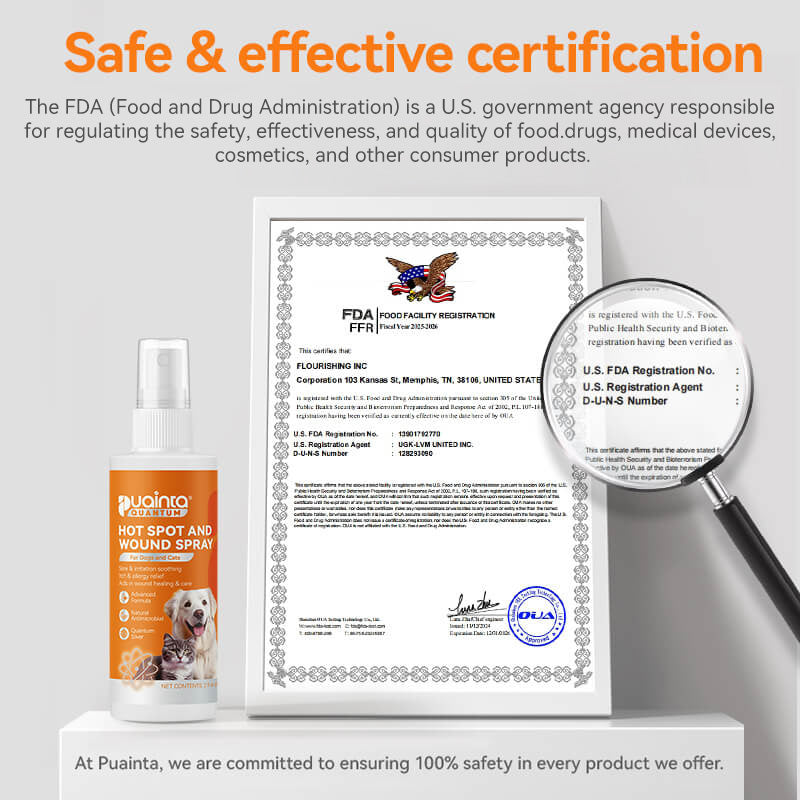 Puainta® Pulverizador de plata cuántica para piel de perros/gatos