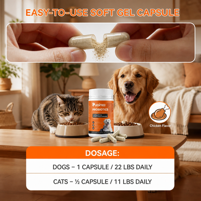 Puainta probiotic serving guide for dogs and cats