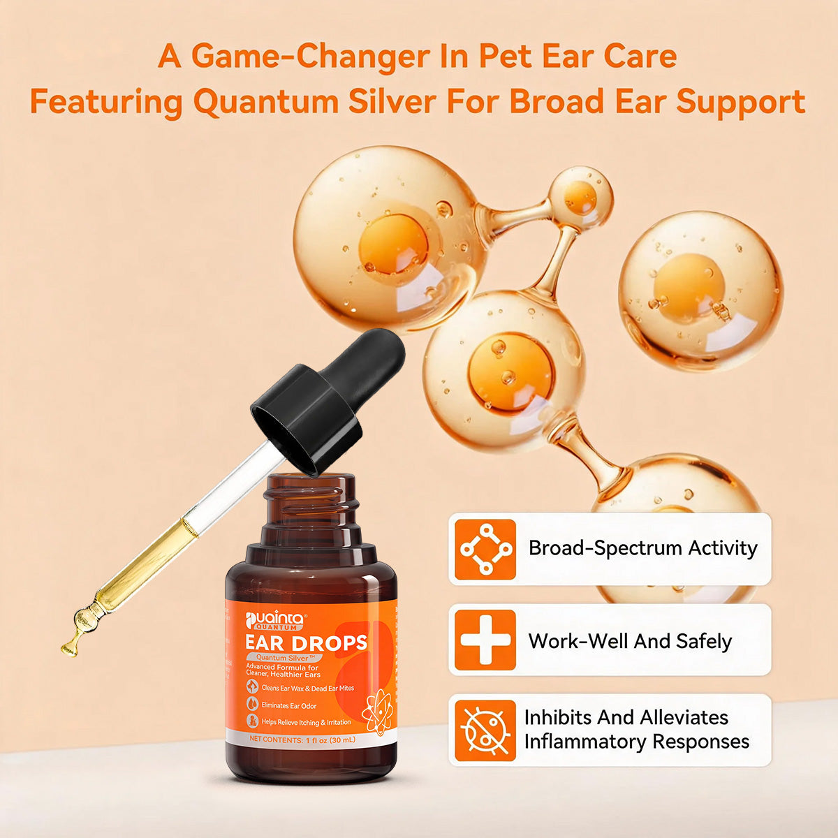 Puainta Quantum Silver pet ear care featuring advanced ear support for dogs and cats